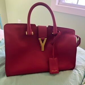Saint Laurent Fuchsia Leather Satchel